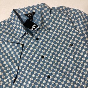 NWT Billabong Blue Daisy‎ Check Shirt S/S Button Up Men's Size Medium